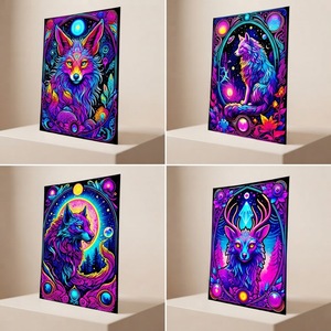 Tapisserie murale en tissu fluorescent style <span class=keywords><strong>Hippie</strong></span> Bohème, motif animal fantastique, pour décoration esthétique de dortoir et chambre - Product Image 1