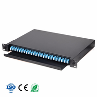 Panel Patch serat optik LC Duplex 24 Port 48F 96F kotak Terminal serat optik pemandu geser 48 core