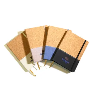制造商可定制两个聚氨酯皮革材料组合精装日记本笔记本，带松紧带