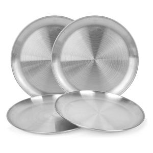 Plateaux à Pizza et Assiettes de Dîner en Acier Inoxydable <span class=keywords><strong>18</strong></span>/8 SUS304 avec Logo Personnalisé pour Restaurants, Écoles et Barbecues - Product Image 1