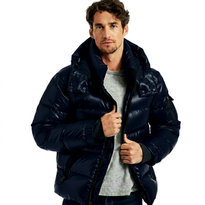 Men's Brown <b>Quilted</b> Puffer Jacket With Detachable Hood Zipper Closure Windproof <b>Winter</b> Casual Thick Polyester Fiber Filling t - Product Image 1