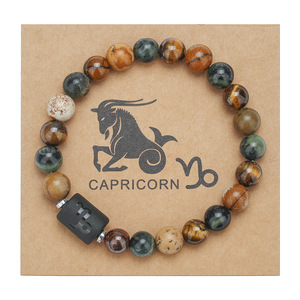 Set de Pulseras de los Doce Signos del Zodiaco, Piedras Naturales, Unisex, Hechas a Mano, Joyería con Cuentas, Regalo, Diseño Geométrico de Constelaciones, Origen Yiwu - Product Image 5