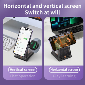 Estación de carga con sensor inteligente transparente 3 en 1 compatible con <span class=keywords><strong>iPhone</strong></span> 16 15 14 13 12 <span class=keywords><strong>11</strong></span> X Pro Max, Watch, AirPods 4 3 Pro - Product Image 5