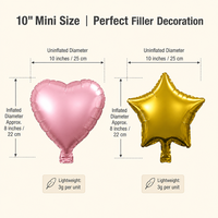 Ballons en feuille métallisée en forme d'étoile et de cœur de 10 pouces pour guirlande de ballons, décoration de fête, fournitures de fête