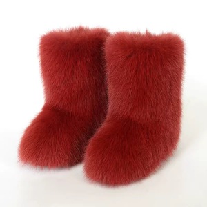 Bottes basses pour femmes en fourrure moelleuse de luxe, tendance automne-hiver, bottes courtes en peluche - Product Image 5