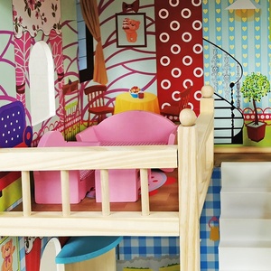 <span class=keywords><strong>Maison</strong></span> de ville en bois massif durable à bon prix pour poupées avec meubles pour filles - Product Image 2