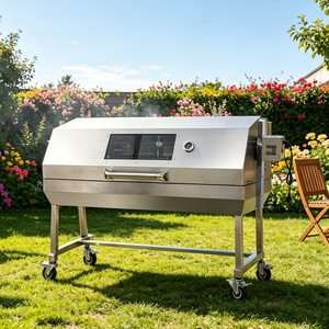 Factory Custom Flaming <strong>Coals</strong> <strong>Barbeque</strong> Master <strong>Gas</strong>/Charcoal Spit Roaster with Lid - Product Image 1