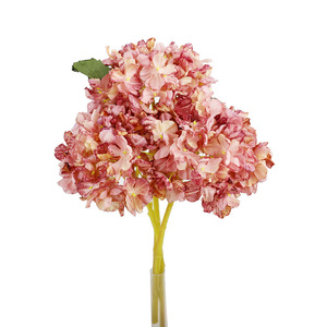 Bouquet de fleurs artificielles en soie QIHAO, Hortensia à bords brûlés, Rose Champagne, Décoration de mariage, Haute simulation, Pour usage intérieur - Product Image 4
