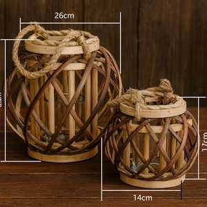 Handmade Woven <b>Bamboo</b> <b>Lantern</b> with Glass Insert and Rope Handle Bohemian Home Decor Vietnam Supplier Manufacturer - Product Image 5