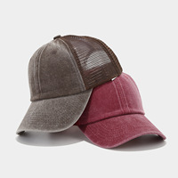 Gorra de Béisbol de Mezclilla de Algodón Lavado con Logotipo Bordado Personalizado, Gorra de 6 Paneles Estilo Vintage, Gorra Trucker con Cierre a Presión