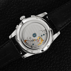 Montre de luxe HANBORO 5A, mouvement automatique, boîtier en acier inoxydable, bracelet en cuir de vachette, fermoir papillon, 5 ATM - Product Image 6