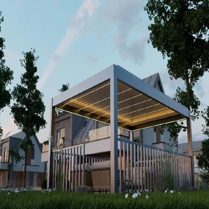 Pérgola Bioclimática de Aluminio Impermeable <span class=keywords><strong>para</strong></span> Exteriores OEM <span class=keywords><strong>3X3</strong></span> 3X4 4X4 6X4m, Pérgola con Techo de Láminas de Aluminio - Product Image 6