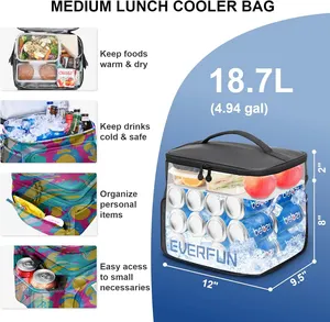 Bolsa de refrigeración aislada para entrega en la playa, compartimentos duales, reutilizable, impermeable, a prueba de fugas, para viajes, trabajo, Picnic, bolsa de Almuerzo