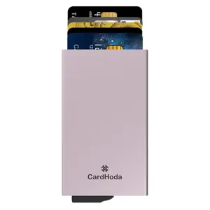 Rfid блокирующий автоматический держатель для кредитных карт кошелек модный анти-сканер всплывающий алюминиевый NFC тонкий H10001-BON Cardhoda