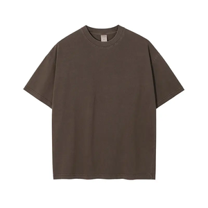 Camiseta de algodón de 240 g/m² para hombre, estilo urbano, oversize, de jersey grueso, lisa, con logo personalizado, de un solo hilo, holgada, de manga corta, estilo hip-hop. - Product Image 4