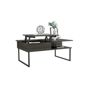 HMS 41 "grigio e onice metallo ascensore tavolo da tè per soggiorno in rovere e MDF fattoria Design con due ripiani - Product Image 4