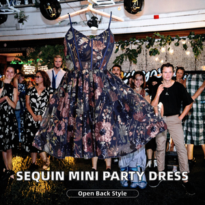 Robe de soirée moulante mini à sequins brodés, col en V, dos nu, taille empire, bretelles spaghetti, antistatique, pour bal de promo et cocktail - Product Image 2