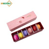Boîte d'emballage alimentaire en papier de qualité alimentaire pour 6 macarons, boîte à tiroir coulissant avec insert séparateur, logo personnalisé