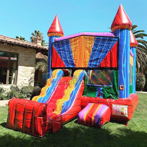 Commercial grade pink outdoor party jumping castle combo <b>inflatable</b> water slide bounce house - Product Image 4