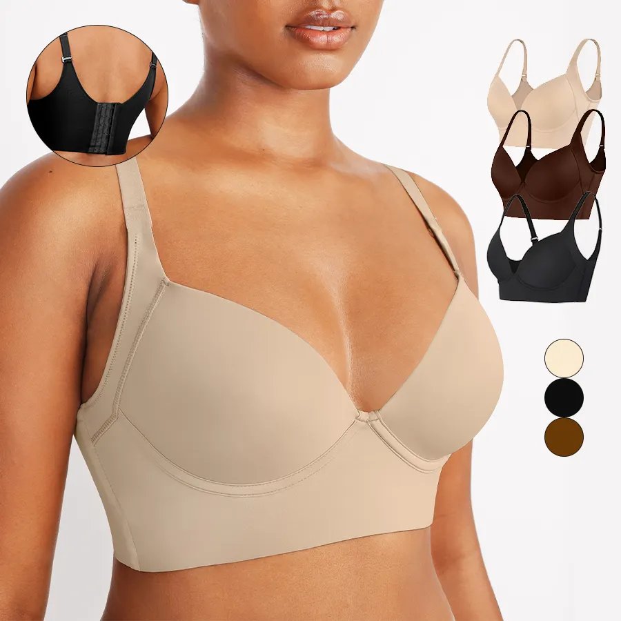 I migliori Set di Faja reggiseno Push Up a fondo per la schiena incorporati in pelle con il lato posteriore e con il reggiseno di taglia più