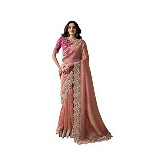 Textiles Kanak Rekha Shree Krishna, Saree Tradicional para Mujer, Sin Arrugas, Absorbente de Humedad, para Bodas, Fiestas y Ocasiones Especiales, para Todas las Temporadas - Product Image 1