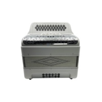 Accordéon diatonique JB3412D OEM 34 boutons 12 basses 5 registres Corps blanc mat Grille argentée Boutons argentés
