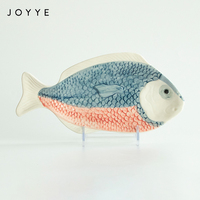 Jingjoyye assiette à poisson en grès, forme de poisson, créative, peinture à la main gaufrée, plateau de service
