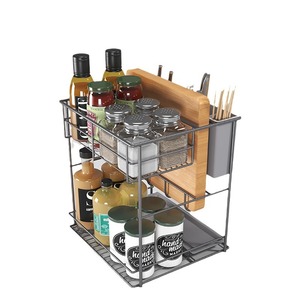 Cesta extraíble de doble capa para condimentos Unihopper, acero laminado en frío, estante de almacenamiento moderno para gabinete de cocina - Product Image 4