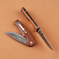 Couteau pliant Damas Premium avec lame en acier VG10, manche en bois de rose africain, roulement à billes, couteau de poche pour collection EDC