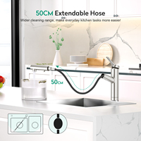 Robinet de cuisine monocommande CUPC avec douchette extractible, en acier inoxydable, à poser sur comptoir, avec cartouche céramique, eau chaude/froide