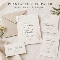 Französisches Winter-Hochzeits-Set: Pflanzbares Samenpapier, Schneeweiße Französische Winter-Hochzeitspapierwaren, Französisches Winter-Hochzeits-Kit