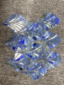Mosaïque de verre teinté découpée à la main de style <span class=keywords><strong>Art</strong></span> déco de luxe, <span class=keywords><strong>motif</strong></span> plume en forme d'éventail, pour crédence de cuisine et décoration murale de salle de bain - Product Image 6