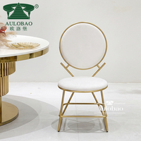 Chaises de salle à manger modernes pour événements et banquets, en métal doré finition miroir, dossier rond, rembourrage doux, pour restaurants commerciaux et extérieur