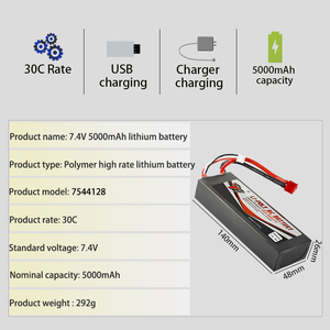 Batterie agli ioni di litio 30C 7.4V 5000mAh ai polimeri di litio di fabbrica per giocattolo rc stunt 360 luci per <span class=keywords><strong>auto</strong></span> fuoristrada veicolo alimentato a <span class=keywords><strong>batteria</strong></span> - Product Image 3
