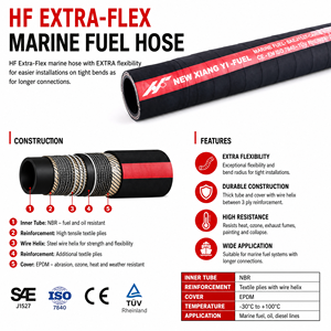 สายส่งน้ำมันเชื้อเพลิงทางทะเล New Xiang Yi มาตรฐาน CE ISO7840 แบบยืดหยุ่นพิเศษ พร้อมท่อเหล็กเกลียว สำหรับเชื่อมต่อเครื่องยนต์บนดาดฟ้าเรือยอชท์ - Product Image 5