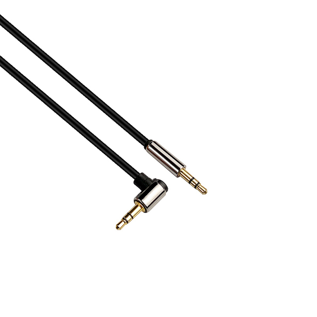 High Quality Gold Plated 3.5mm Audio Aux Cable TRS Auxiliary 90 Degree Right Nylon Braided Stereo Cable PVC Jacket for Speakers