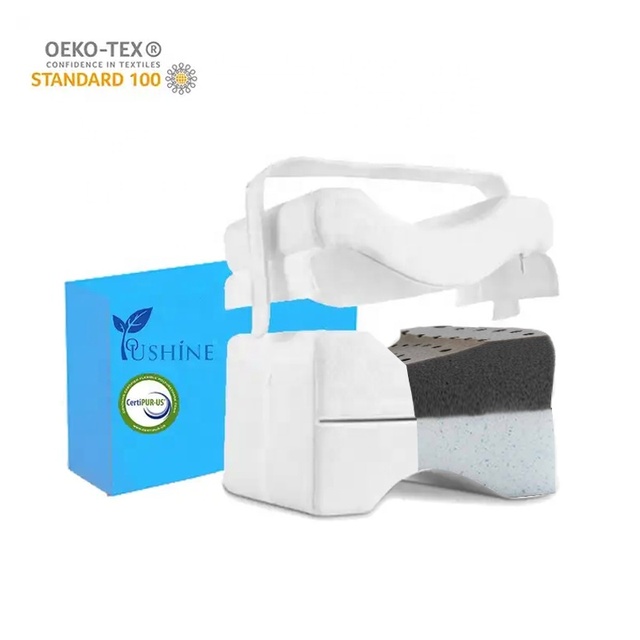Ultra Soft Orthopedic Memory Foam Knee Pillow Detachable Adjustable Side Sleeper Strap Contour Top Function Positioner Features