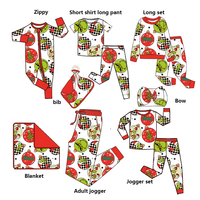 Pyjama personnalisé en viscose de bambou avec fermeture éclair bidirectionnelle, motif de Noël, pour bébés garçons et filles – Vente chaude