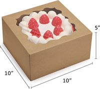 Boîtes à gâteaux auto-ouvrantes avec fenêtre, boîtes de boulangerie marron, faciles à assembler, boîte cadeau pour tartes, biscuits, pâtisseries, chocolats, fêtes, mariages