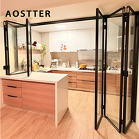 Puerta Plegable de Aluminio Extruido AOSTTER en Blanco Limpio con Doble Acristalamiento Low-E IGU y Diseño Anti-Pinch para Apartamentos de Lujo