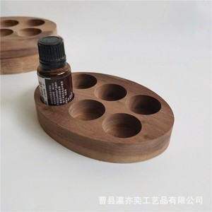 Boîte de rangement pour huiles essentielles en bois, 6 compartiments, ronde, couleur noyer, organisateur pour bureau - Product Image 3