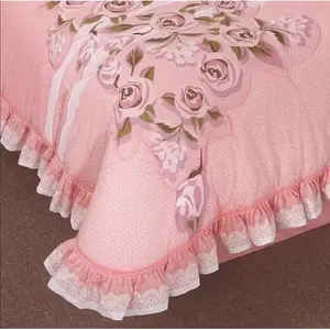 Parure de lit King Size Antonieta 2,6m x 2,4m, motif floral, style princesse, avec volants, pour la maison - Product Image 3