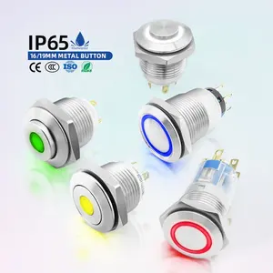 Benlee IP65 Interruptor de luz LED de 4 pinos em aço inoxidável personalizado à prova d'água 16mm 19mm interruptor de botão de pressão momentâneo de metal
