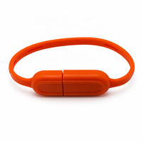 Flashdisk USB 2.0 Silikon Promosi Baru 32GB/128GB dengan Logo Custom, Gelang U Disk dengan Kotak untuk Hadiah Perusahaan