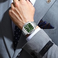 POEDAGAR 672 Montre-bracelet carrée tendance pour homme, étanche, lumineuse, date, semaine, quartz, montres pour hommes, acier inoxydable, montre de luxe, Reloj