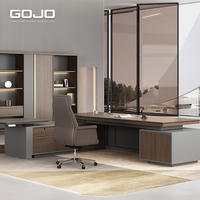 Bureau de direction de luxe MFC en forme de L Bureau de directeur de PDG au design moderne avec table élévatrice électrique en option