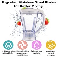 Lames de haute qualité à 4 feuilles, pièces de rechange pour mixeur, grand bol de 1,5 L pour robot culinaire