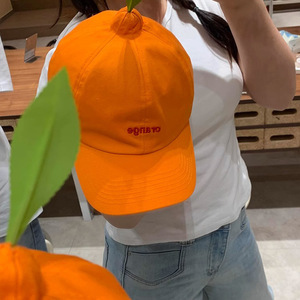 Orange Baseball Cap With Lettering Duckbill Sun <b>Hat</b> Unisex <b>Summer</b> Style - Product Image 4
