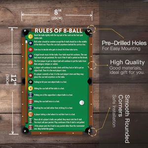 Plaque murale décorative en métal avec règles du billard américain (<span class=keywords><strong>8</strong></span> boules) pour bar ou salle de jeux, style rétro, pour homme - Product Image 5