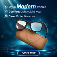 Lunettes Intelligentes IA MT5 Ultra 1080P HD Capture Vidéo 8MP Étanche IPX-6 Traduction et Reconnaissance à Distance Contrôle par Bouton Tactile